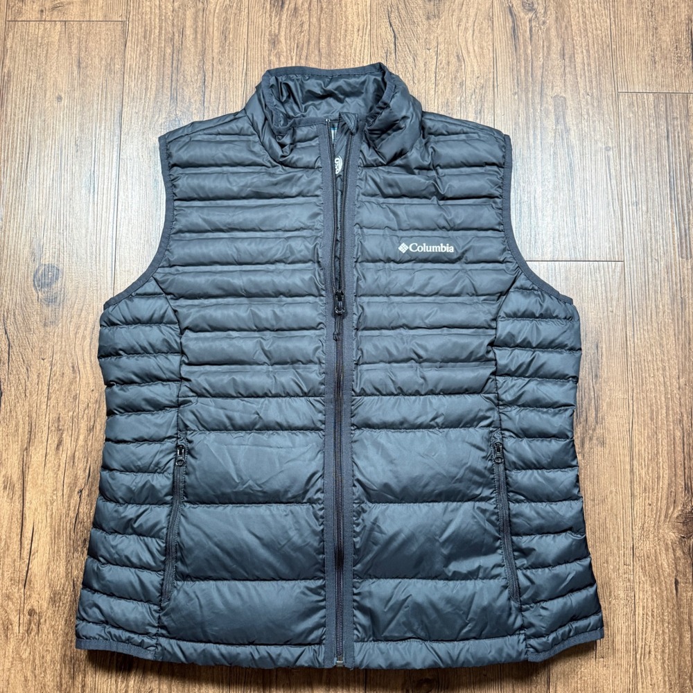 Columbia Lake 22 Down Vest Womens XL Black 650 Fill Puffer Quilted Goose